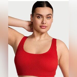 Victoria’s Secret Swim Vermillion Red Scoop Crinkle Bikini Top Size M/L NEW